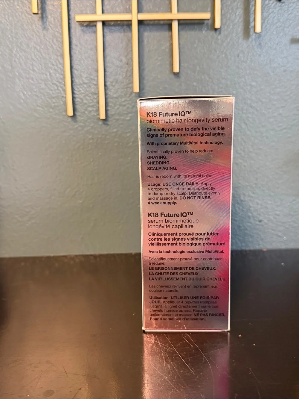K18 Biomimetic Hairscience Future IQ Hair Serum - White & Purple Box